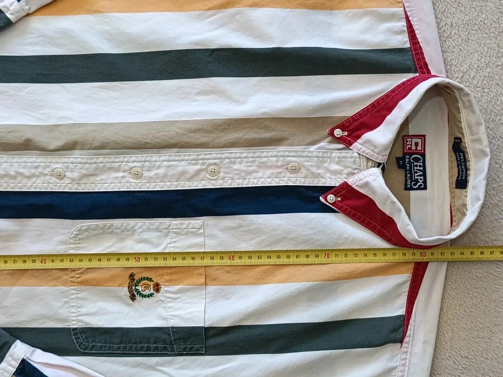 Chemise Chaps Ralph Lauren Vintage regenboogstrepen Geborduurd logo Maat XL – photo 17